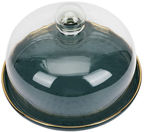Operitacx Plateau à Dessert en Céramique Vert 1 Set avec Couvercle en Verre