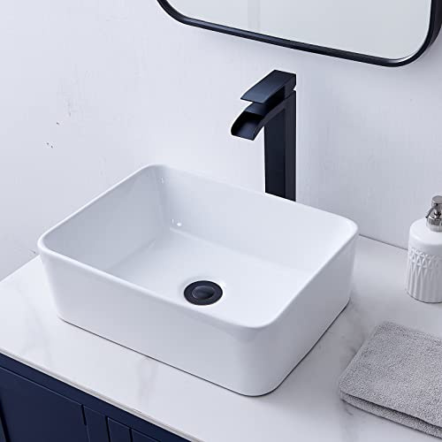 VCCUCINE Lavello rettangolare a vasca, 40,6 x 30,5 cm, piccola vaschetta da bagno, lavabo in ceramica bianca sopra il lavabo da banco