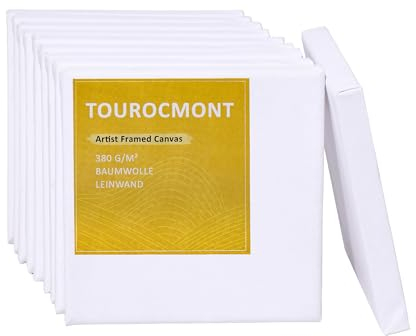 Keilrahmen 10er Set Leinwand 10x10 cm aus 100% Baumwolle 380 g/m² Leinwand Set Maltuch zum Malen