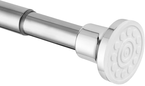 Barra de cortina de ducha plateada, sin agujeros, sin óxido, barra de cortina de ducha de 74 cm hasta 195 cm, acero inoxidable, extensible, barra telescópica para colgar de ducha y bañera