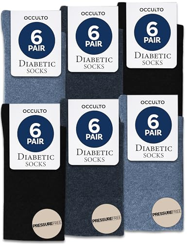 Occulto Diabetesstrumpor Män & Kvinnor 6 pack (modell: Oliver) Blå blandning 43-46