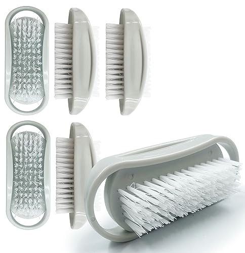 Plastic Nail Brushes for Cleaning Nails Double-Sided Nail Brush with Firm Strong Bristles, Nail Scrubbing Brush to Clean Dirt, Grime and Grease under Nail - for Fingernails and Toenails (Pack of 6)