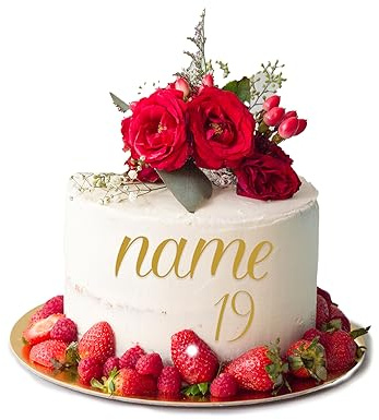 Personalised Acrylic Cake Charm Word Number Script Font A 3 4 5 6 Acrylic Cake Topper Letter Alphabet Decoration for Wedding Anniversary Birthday (4inch (100mm) 1word/name, Gold Mirror)