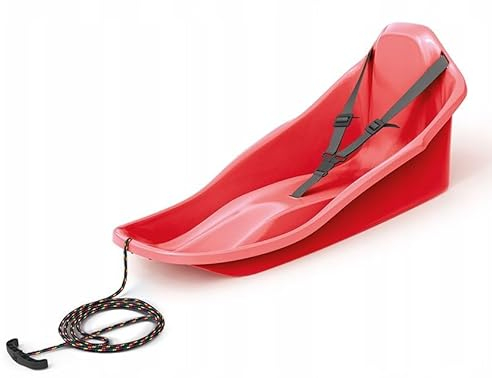 Schlitten Bob Schlitten Kinderbob Rodel Kinderschlitten mit Rückenlehne inkl. Zugseil Sicherheitsgurt Rutscher Rodelschlitten Kunststoffrodel (Rot)