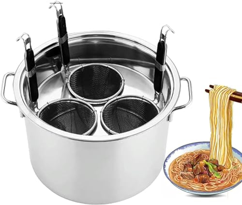 Pentole, Cuocipasta in Acciaio Inox con Inserti, Pentole per Magazzino a 3/4/5 Fori Pesanti con Coperchi per Pentole Bollenti a Gas, Elettriche e a Induzione (Colore : 5 Holes, Dim