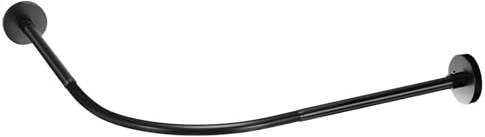 sourcing map Bastone per tenda da doccia in acciaio inox, a forma di L, ad angolo, senza trapano, per vasca da bagno, lunghezza regolabile 70-95 cm, colore nero