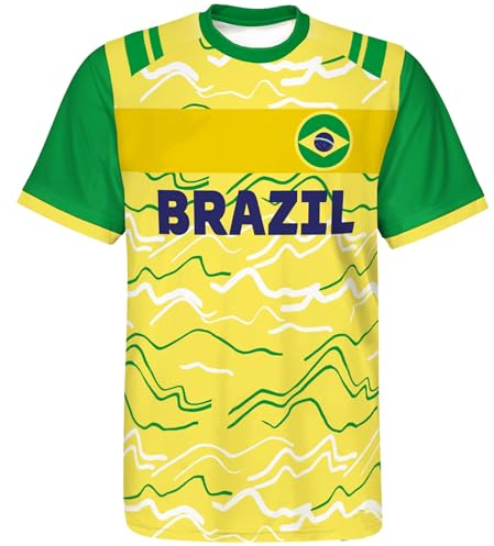 YuanDiann 2024 Europea/America Calcio Coppa Magliette Soccer Tifosi Fare Il Tifo Sport Casual Uomo Donna Stampa Manica Corta Girocollo Traspirante Asciugatura Veloce T Shirt Maglia Brasile S