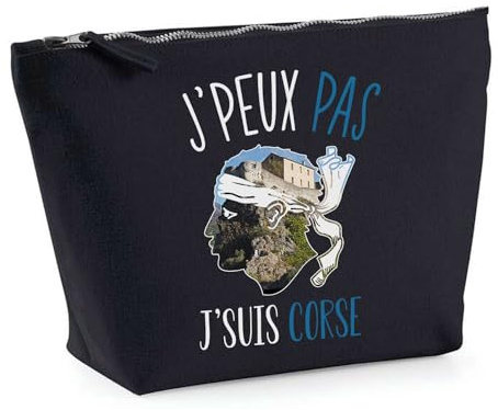 Trousse Noir Corse J'peux Pas | Pochette Toilette Maquillage Idée Sac Cadeau