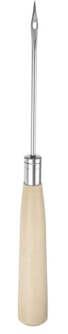 sourcing map Handwork Sewing Awl Leather Punch Hole Tool with Wooden Handle Scratch for Broken Wire Make Mark Drilling Stitching Repair and DIY Handmade, Log Color