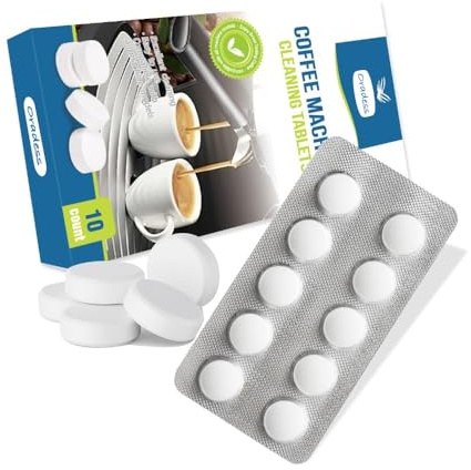 DORTHEA Tabletas de limpieza para máquinas de café Miele, 10 tabletas, pastillas de descalcificación y limpieza, tabletas de descalcificación y limpieza para máquinas automáticas de espresso