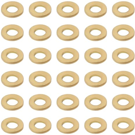eMagTech 50 Pièces Rondelles Miniatures en Laiton M1.2 Rondelles d'étanchéité Plates en Cuivre Joints Plats en Laiton Anneaux de Fixation Raccords Matériels