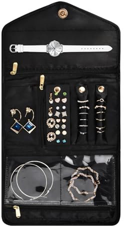 Shengxi Velluto Rotolo Portagioie, Borsa a Rullo per Organizer per Gioielli, Borsa Gioielli Pieghevole, Rotolo per Gioielli Borsa, Organizer per Gioielli da Viaggio, Portagioie Viaggio Rotolo