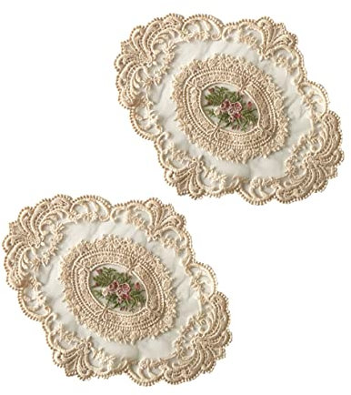 LABRIMP 2 Stück Häkelspitzendecke Tischdecke Retro Dekostoff Baumwolle Wohnzimmer Couchtisch Wohndeko