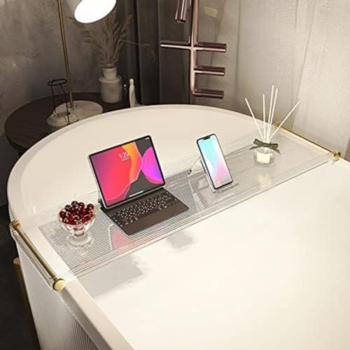 Badewannentablett mit rutschfester Oberfläche und erhöhter Leitplanke, Badewannenablage über der Badewanne, Laptop, Lese- und Organizer, Acryl-Badetablett mit guten Griffen für Spa, 70 cm