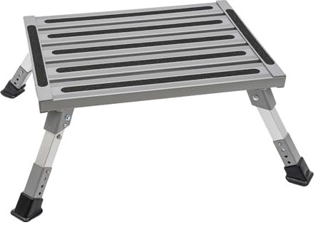Trittstufe Wohnmobil, Aluminium Klapptritt bis 150kg, Höhenverstellbar 18.5cm-22.5 cm Tritthocker für Camping/Autowäsche/Küche/Bad
