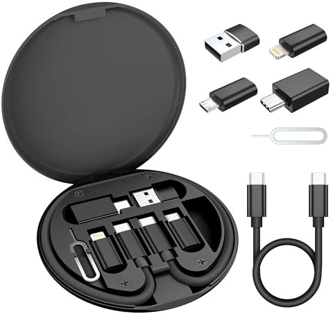 Elebase Multi USB Charger Adapter Kit,Micro USBC Adaptor with 0.3M 100W Charging Cable,Type C to USB 3.0 OTG Converter,USB C to IOS,Portable Box for iPhone 17 Air 16 15 Max Pro,Samsung Galaxy S25 Plus