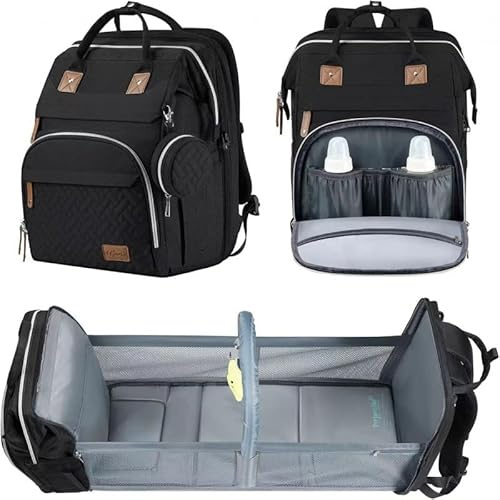 GO-BABY Baby changing bag & Mummy Shoulder Bag, Baby Diaper Backpack with Portable Changing Mat, Pacifier Holder and Stroller Straps Multi-Functional Travel Bag for Boys & Girls