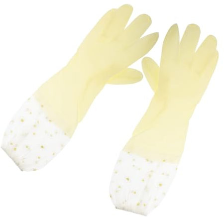 HOUDERCO 2pairs Heavy Duty Rubber Gloves for Dishwashing Kitchen Cleaning and Washing Dishes Reusable Long Gloves Non-slip Design