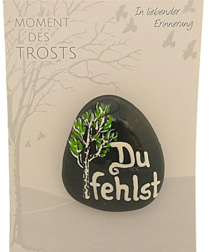 Andys Steinwelt® Grabbeigabe aus Stein mit Baum, Grabstein ca. 5-6 cm | Mitbringsel Trauerfeier, Grabschmuck Urnengrab, Grab- Dekoration, Gedenkstein Andenken Verstorbene, Trauerstein Sternenkind