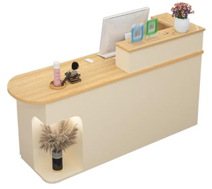 Rezeptionstisch mit abschließbaren Schubladen, Büro-Empfangstheke aus Holz, platzsparender Schreibtisch für Einzelhandel und Empfangsbereiche, funktionaler und stilvoller Holz-Thekentisch