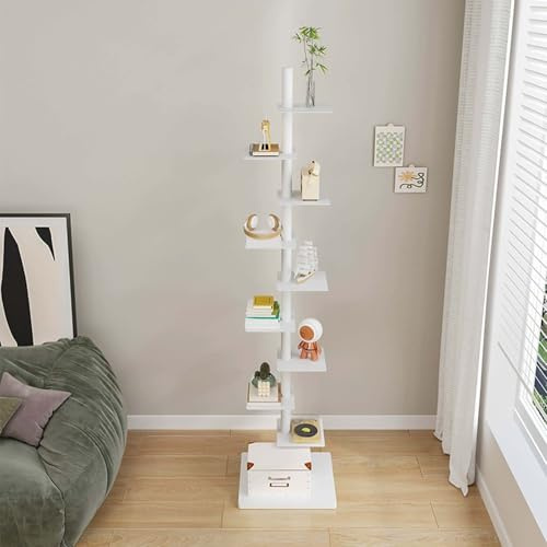 Generisch 9-Stufiger Vertikales Bücherregal, Bücherturm aus Metall DIY Wirbelsäule Bücherregal, Offenes Unsichtbares Lagerregal für Büro, Wohnzimmer, Arbeitszimmer, Küche