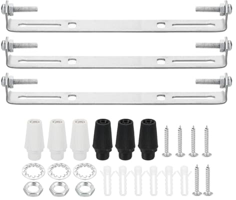 PATIKIL 135mm Kit Piastra Soffitto Luce, 3 Set Staffa Montaggio Lampada Piastra Barra Crociata Acciaio per Lampada a Parete Casa con Vite Rondella Dado 2 Colori Cappuccio