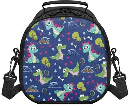 Yspwyqan Borsa portapranzo per bambini, con stampa di dinosauri, riutilizzabile, a prova di perdite, isolata, con grande capacità, contenitore termico per il pranzo per scuola/viaggi