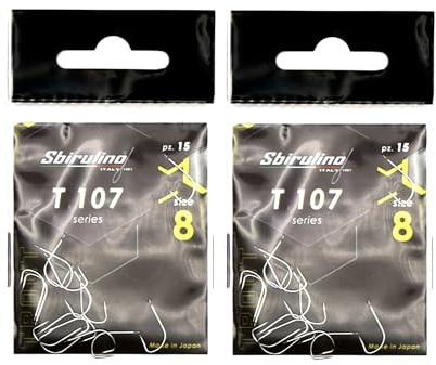Angelhaken Sbirulino T107 gerade Kurve zum Forellenangeln – Mikrohaken, hohe Spitze und Schaufel, vernickelt – Blister mit 15 Haken – Made in Japan