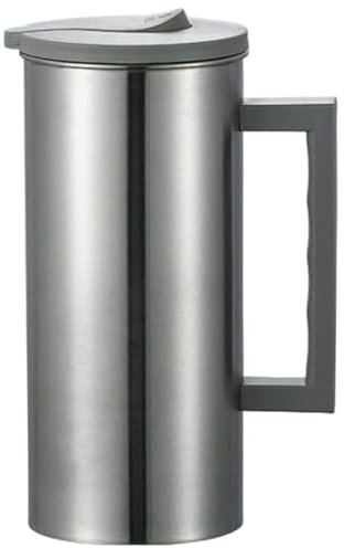 Jarra de acero inoxidable con tapa jarra de metal de 1800 ml recipiente de acero inoxidable de gran apertura con asa de agua antideslizante para café té jugo y bebidas.