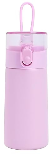 150ml Insulated Small Water Bottle with Straw - 304 Stainless Steel Flask with One-Hand Open Design, Leak-Proof Locking Lid Flask, 4-6 Hours Hot/Cold Retention and Portable for Coffee, Milk(Pink)