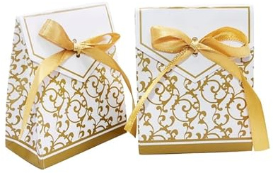 20 Stücke Papier Pralinenschachtel Tasche Hochzeit Verpackung Gefälligkeiten Geburtstag Party Supplies Hochzeit Pralinenschachtel für Hochzeiten(Gold)