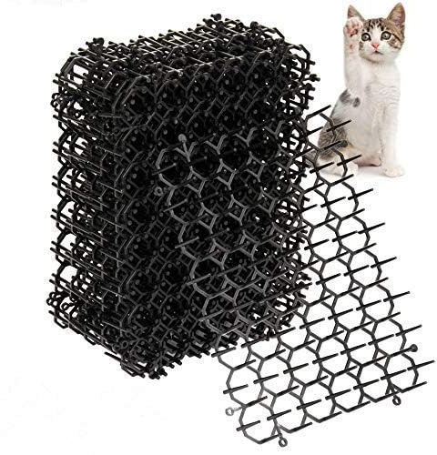 8 X 6 Inch Scat Mat for Cats with 6 Garden Staples & 6 Ties, 12 Pack Cat Deterrent Mat for Garden Fence