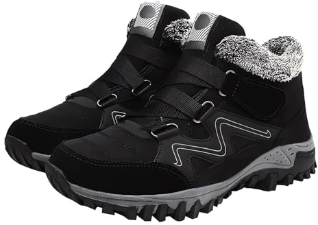 Orthopedic Boots for Women Ladies Wide Fit Hiking Walking Climbing Camping Waterproof Ankle Boots Sport Sneakers Running Shoes Fall Winter Thermal Casual Sherpa Lined Fleece Snow Boots Black