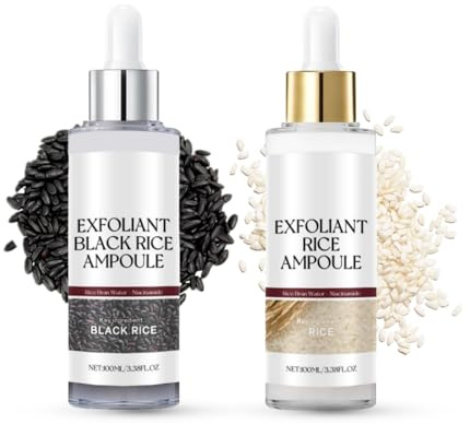 Black and White Rice Exfoliant, Peel Shot Reis Ampulle Duo, Entfernt Mitesser, Reinigt die Poren, Feuchtigkeitsspendend und Porenverkleinerer für das Gesicht, für alle Hauttypen (Black+White, 200ml)