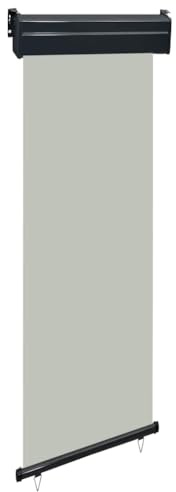 Tenda da Sole Laterale a Rullo, Grigio 65x250 cm, Tessuto Poliestere UV e Struttura Alluminio, Frangivista Balcone e Separe da Esterno, Montaggio Parete/Soffitto