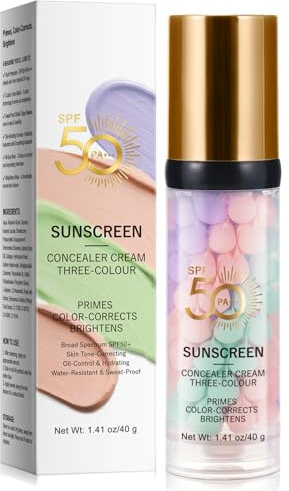 Apprêt pour le visage trois couleurs, SPF 50 PA+++, protection solaire et hydratante, étanche 12 h, contrôle de l'huile, finition mate, fond de teint pour le visage, végétalien et sans souffrance