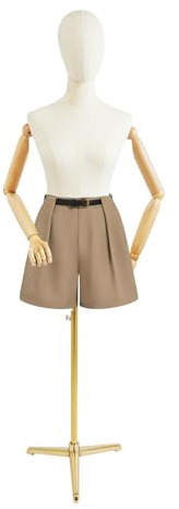 Manichino femminile display manichino corpo regolabile in altezza con braccia flessibili (oro, 157-215 cm)