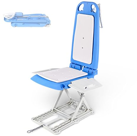 SuperHandy Élévateur Portable pour Sol et Baignoire – Léger 8,6 kg, Pliable, Capacité de Charge 150 kg, Élévateur étanche IP68 pour Seniors, Siège Ergonomique avec Panneaux Amovibles (Bleu Spa)