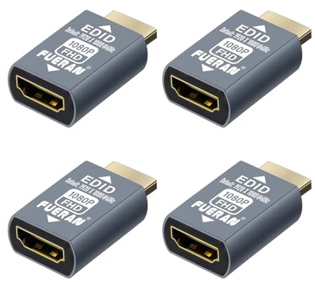 FUERAN Adaptateur émulateur HDMI EDID, 1920 x 1080 @ 60 Hz, Plug & Play, compatible avec Mac, Thunderbolt to HDMI, commutateurs, récepteurs AV, extendeurs (1920 x 1080 @ 60 Hz (1080P)-4P)