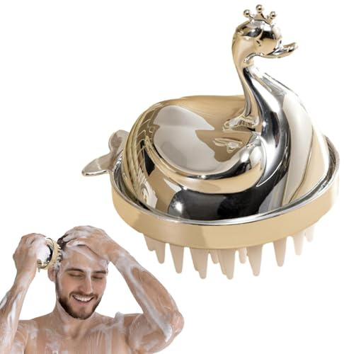Hair Scalp Massager Shampoo Brush – Swan Design | Weiche Silikonborsten | abnehmbarer Kopfhaut Peeling Massagegerät | Haarbürste für Dusche, Haarpflege für Männer, Frauen, Entspannung, Reinigung