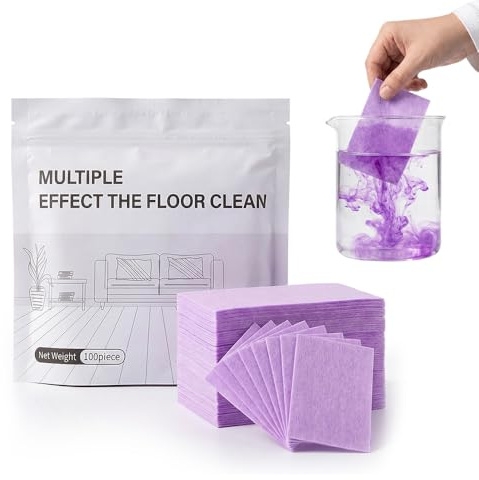 100 Piece Multi-Surface Floor Cleaner Tablet, 2026 New Floor Cleaning Tablets Multi-Surface Cleaner, Dissolvable Floors Cleaning Sheets, Multi Surface Cleaner for Hardwood Laminate TileWalls (Purple)