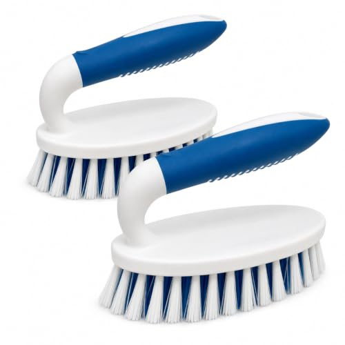 PHYEX Scrub Brush, 2 Pack Household Cleaning Brushes with Stiff Bristles, Scrubbing Brush for Carpet, Shower, Bathtub, Kitchen, Pool Tile, Bathroom Scrubber