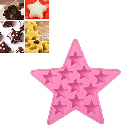 Isbitsform silikonform stjärnformad silikonform vacker isbitsform stjärnor silikon kreativitet används för isbitar, pudding, kakkaka, mousse gelé, färdig mat, choklad (rosa)