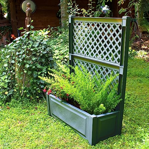NYVI Pflanzkasten NYVIGreen 100x43x140 cm 110 Liter mit Spalier - Pflanzkübel aus wetterfestem & recyceltem Kunststoff - Blumenkasten - Pflegeleicht, Steckmontage ohne Werkzeug, Farbe:Anthrazit