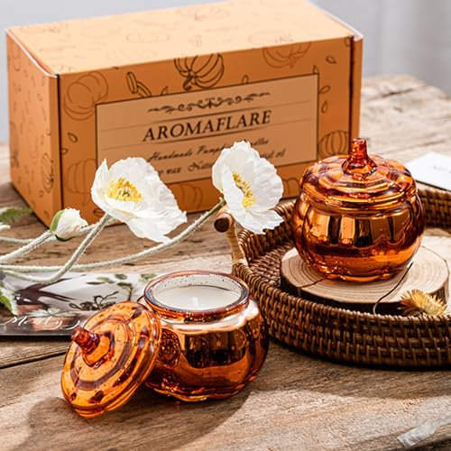 Weihnachtsdeko Herbstdeko Duftkerzen, 2er Pack Kürbis Deko Duftkerzen für Herbst Weihnachten Deko Geschenk, Sojakerzen für zu Hause, Große Kerze im Glas mit 2 Dochten, 90 Stunden Brennzeit (Rosa)