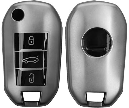 kwmobile Autoschlüssel Hülle kompatibel mit Peugeot Citroen 3-Tasten Klapp Autoschlüssel - Schlüsselhülle Silikon Cover - Schwarz matt Schwarz