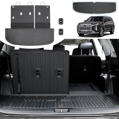 HOUCLEMIC Cargo Mat for 2020-2025 Hyundai Palisade, All Weather TPE Rear Cargo Liner with Seat Back Cover for Hyundai Palisade Accessories (Include Lower Trunk Mat)