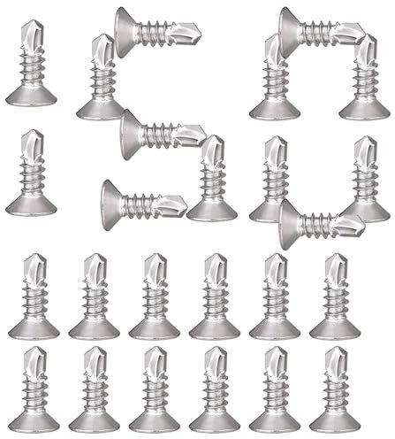 150 Pezzi di Lamiera da 4.8 x 16 mm Viti Autofilettanti, Acciaio Inossidabile 410 Viti a Testa Piatta, per Prodotti Elettrici per Mobili in Metallo e Legno