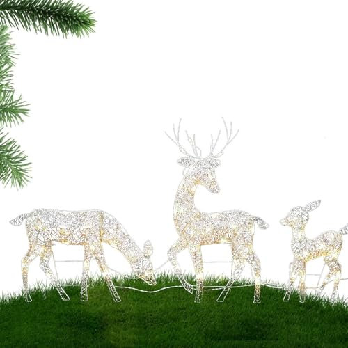 Dreuhuing Rentiere Weihnachten Deko Aussen, Weihnachtsfigur Rentier, Rentier Beleuchtet Aussen, Wasserabweisende Stehende Rentier Weihnachtsbeleuchtung, Solar Weihnachtshirsche Im Freien mit Lichtern