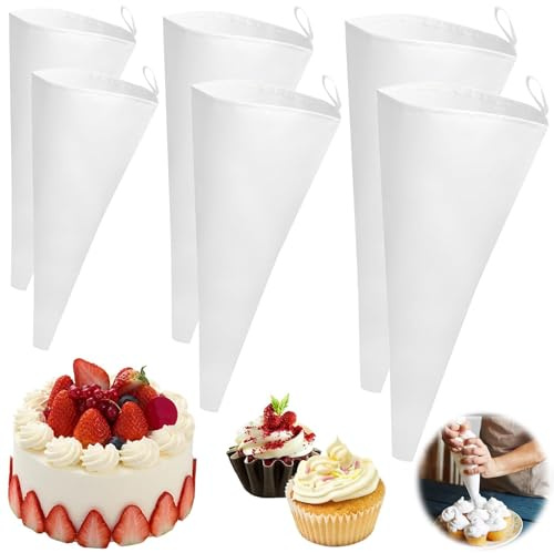 NINGYER 6 Stück Profi Spritzbeutel, 30/35/40 cm Wiederverwendbar Spritzbeutel, Spritzbeutel Set für Dekorieren Von Gebäck, Torten Geeignet, Hausbacken (Weiß)